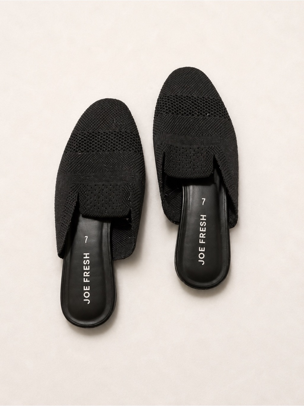 New Without Tags ~ Joe Fresh Black Knit Slip-On Mule Slides